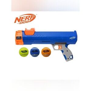 Nerf 12in Tennis Ball 35ft Blaster Dog Toy with 3 Balls- Brand New